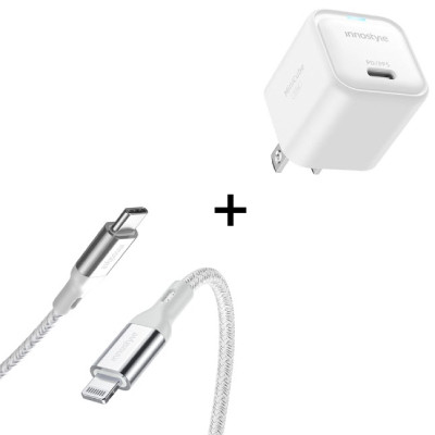Combo Sạc nhanh Innostyle MiniCube PD/PPS 33W GaN Charger và Cáp Innostyle PowerFlex USB-C to Lightning