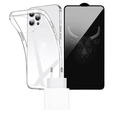 Combo iPhone 14 Pro (Cốc 20W Apple+Dán Kingbull+Ốp Mipow Soft)