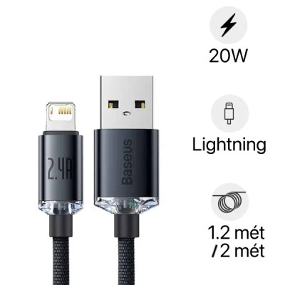 Cáp sạc nhanh, truyền dữ liệu tốc độ cao Baseus Crystal Shine Series USB to Lightning 2.4A