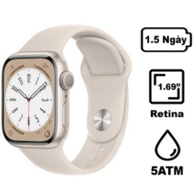 Apple Watch Series 8 - 41mm - GPS - mặt nhôm, dây cao su Cũ chính hãng