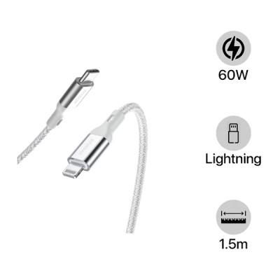 Cáp Innostyle PowerFlex USB-C to Lightning MFI 1.5M 20/30/60W White