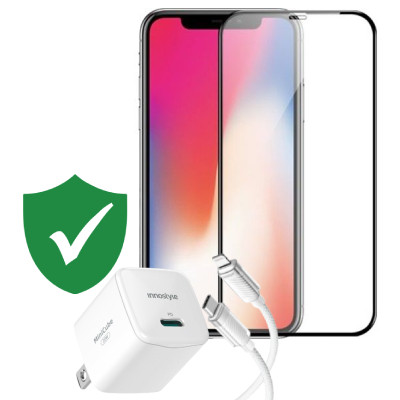 Combo quà VIP cho iPhone X/Xs cũ (Cốc 20W+Cáp C to L Innostyle+Dán TOP+24hCare 12 Tháng)