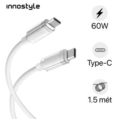 Cáp Innostyle CrystalShine USB-C to C 1.5M 60W