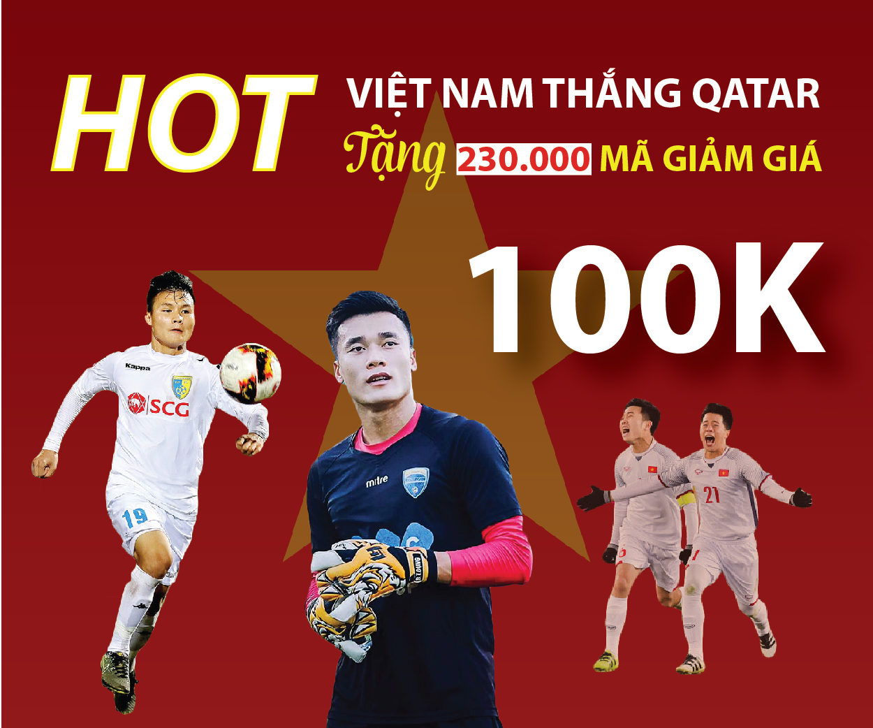 Việt nam thắng Qatar 24hStore tặng hàng triệu Voucher 100k viet nam thang qatar