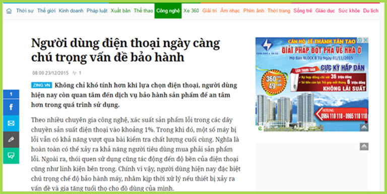 Zing News đăng tin về ảnh hưởng của dịch vụ sửa chữa bảo hành iPhone - iPad iphone ipad se duoc sua chua va bao hanh vinh vien tai 24hstore hinh anh 4