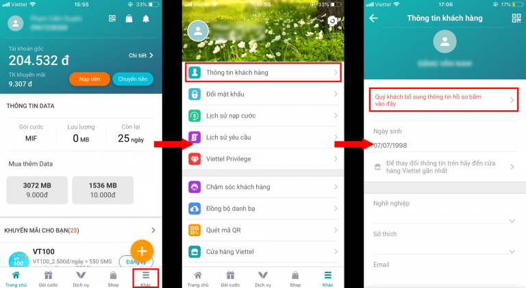 huong dan cach kiem tra thong tin cua cac nha mang viettel, mobifone và vinaphone