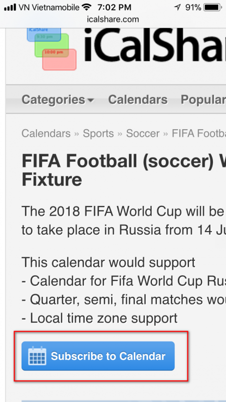 cach them lich thi dau world cup 2018 vao iphone
