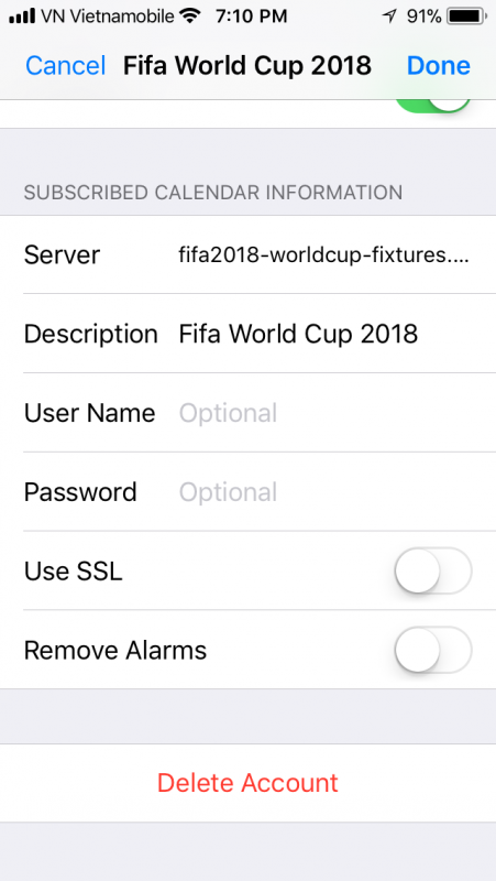 cach them lich thi dau world cup 2018 vao iphone