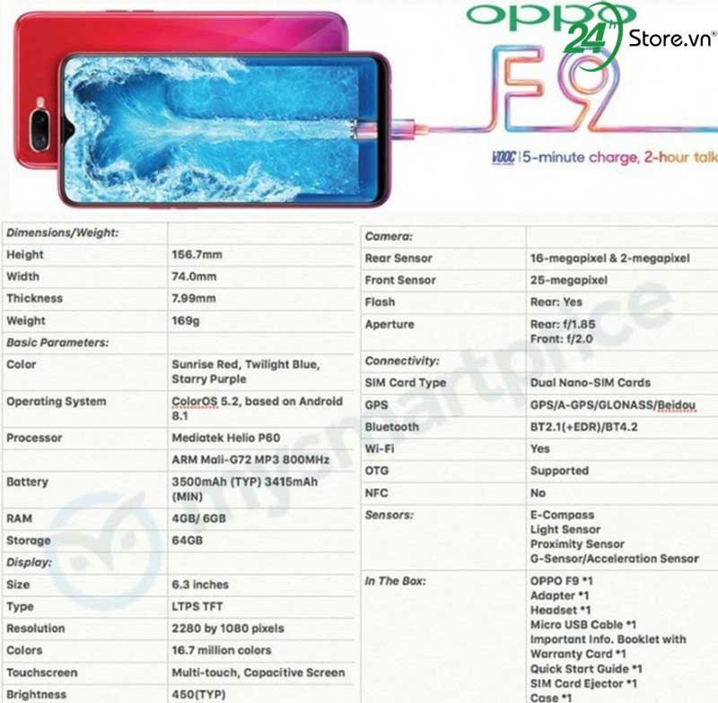 lo dien toan bo cau hinh oppo f9 vi xu ly heilo p60 camera selfie 25mp sac nhanh vooc anh 1