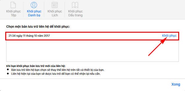 Khôi phục danh bạ qua iPhone