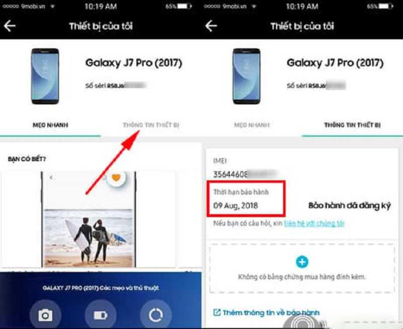 Thông tin kiểm tra bảo hành Samsung huong dan kiem tra bao hanh samsung