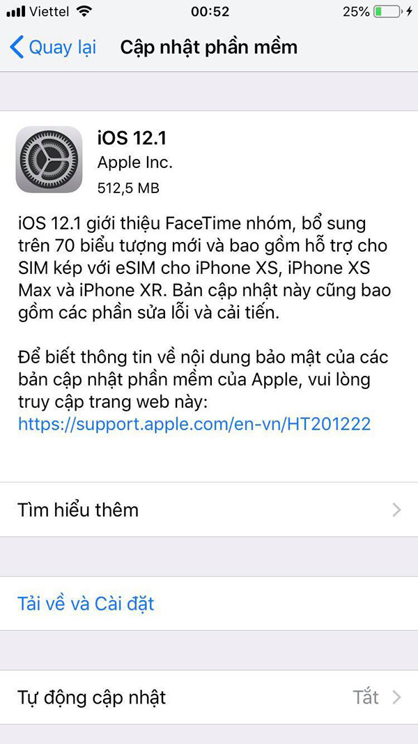 cai dat ios 12.1 chinh thuc cho iphone, ipad