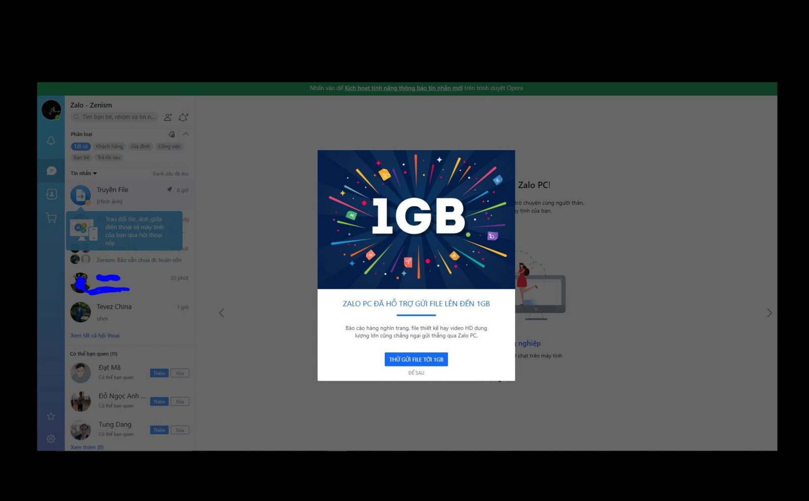 zalo pc cho phep gui file co dung luong 1 gb
