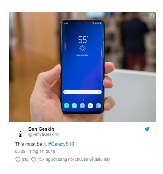 ro ri hinh anh galaxy s10 treb tai khoan twitter