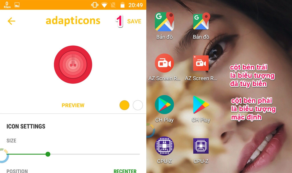 2 buoc thay doi icon ung dung tren smartphone android cuc don gian
