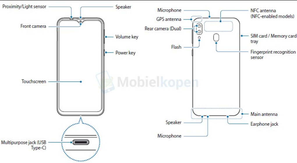 galaxy m20 samrtphone dau tien so huu thiet ke giot nuoc