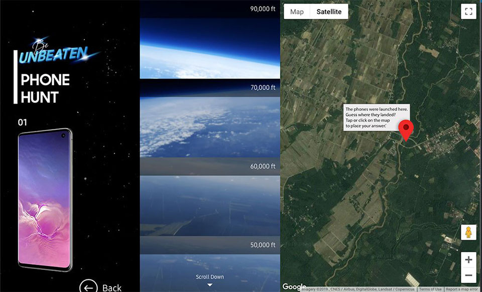 samsung galaxy s10 duoc tha roi tu do cao 24km