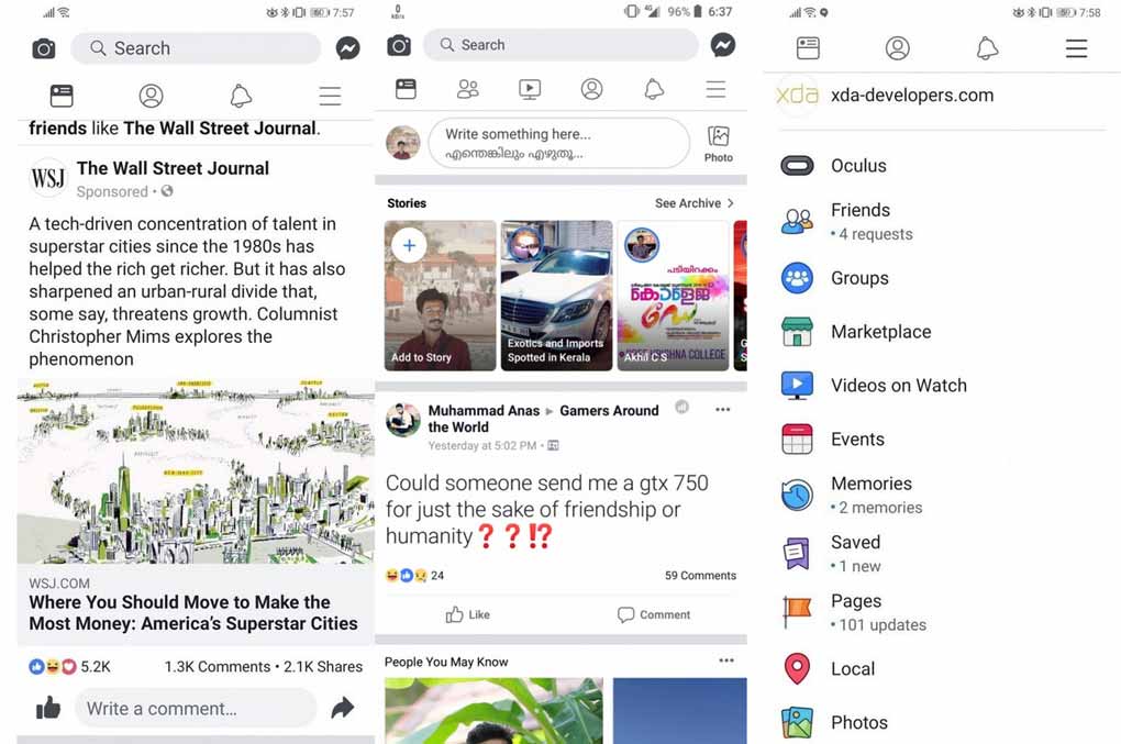 cập nhật mới của facebook trên android