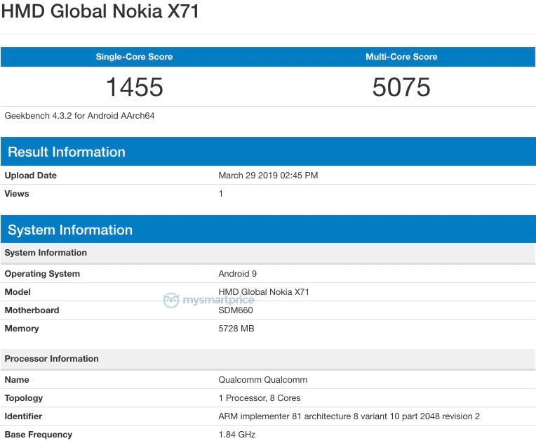 nokia x7 lan dau lo dien tren geekbench