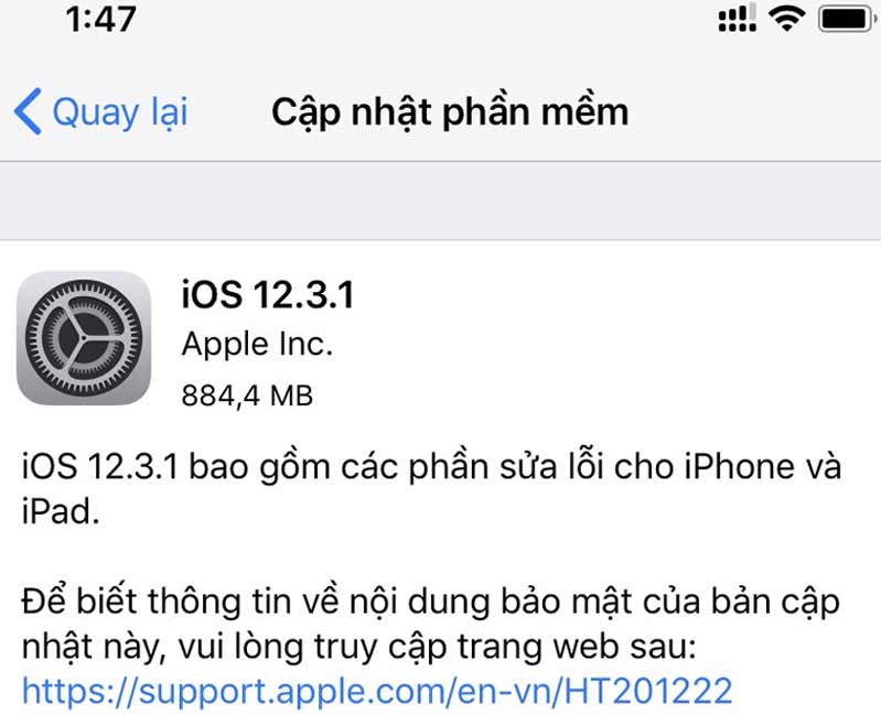 Bản cập nhật iOS 12.3.1 cải thiện thời lượng pin 