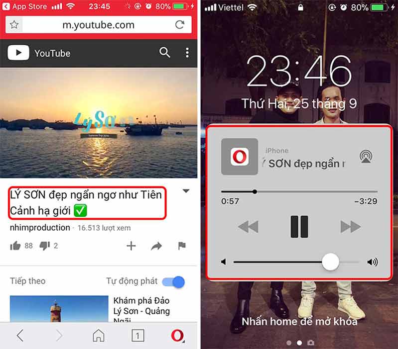 Cách 2: Sử dụng Opera mini nghe nhac youtube iphone 4