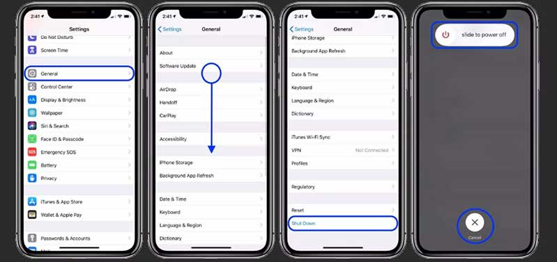 Cách tắt nguồn iPhone Xs Max không cần nút nguồn và phím tăng giảm âm lượng