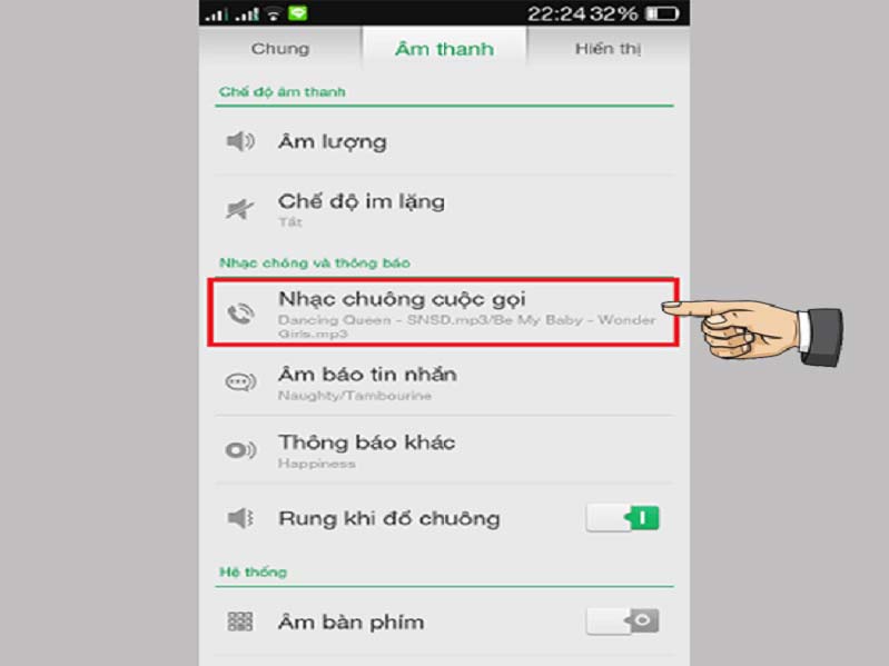 Cài đặt nhạc chuông cuộc gọi Samsung