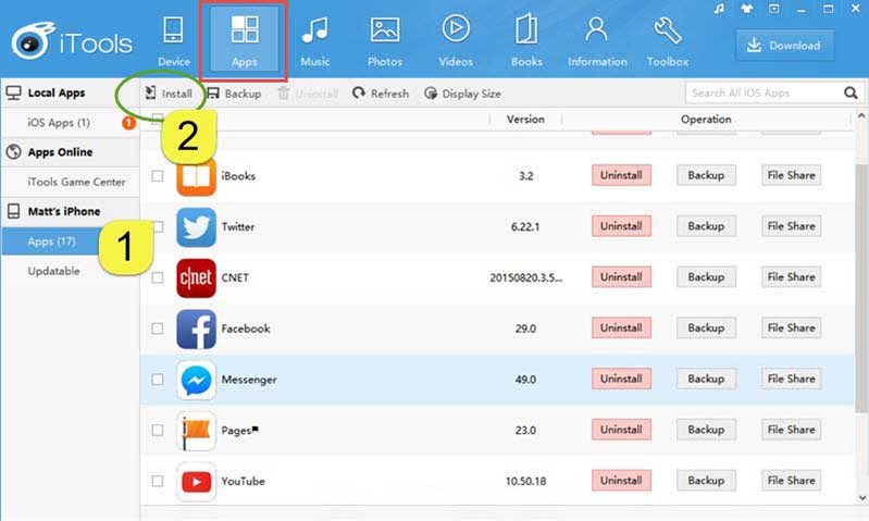 Cài đặt và sao lưu ứng dụng