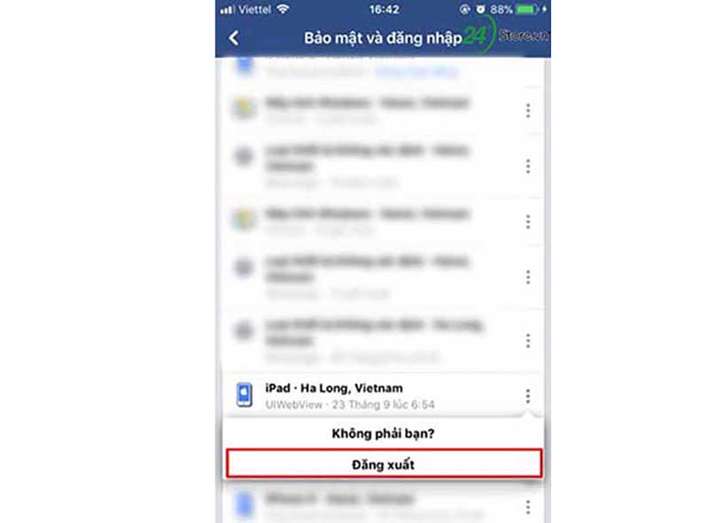 Chọn thiết bị muốn đăng xuất khỏi Messenger