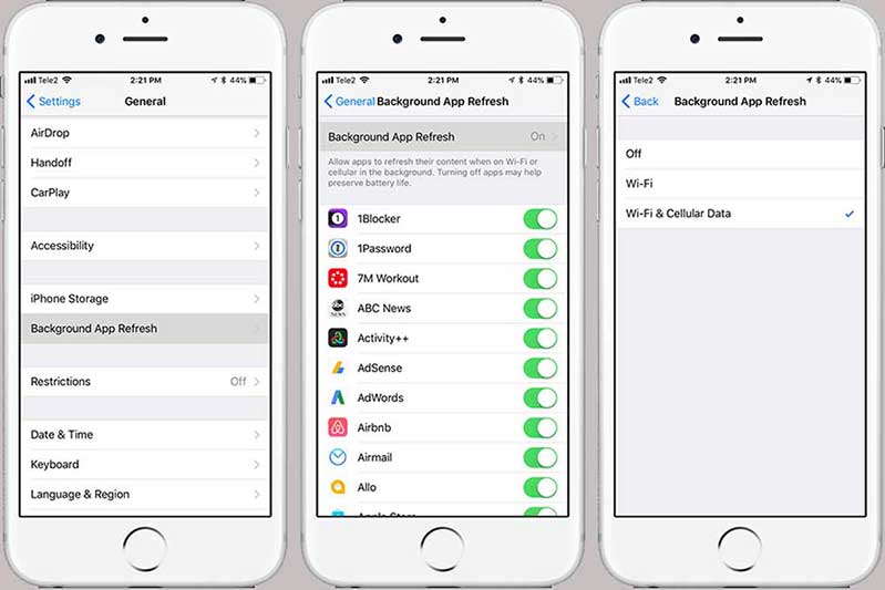 Tắt và làm mới ứng dụng trong nền