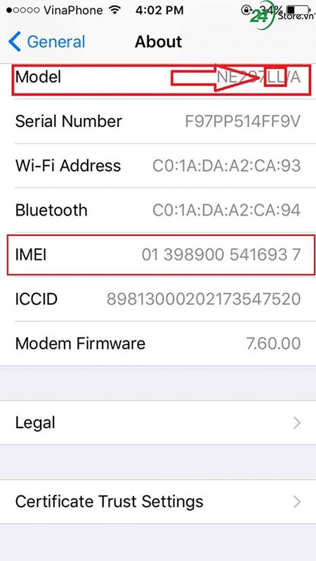 Kiểm tra xuất xứ của iPhone 7 Plus cũ