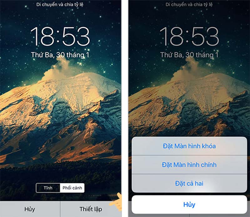 Chọn hình nền để làm mờ trên ios 12