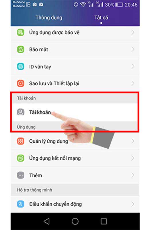 Truy cập vào Cài đặt để đăng nhập Gmail trên điện thoại Truy cập vào Cài đặt để đăng nhập Gmail trên điện thoại
