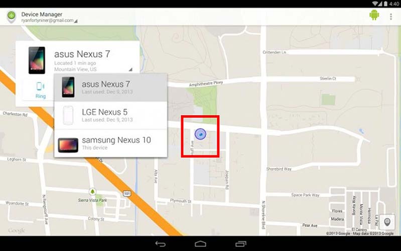 dinh vi theo doi thiet bị android