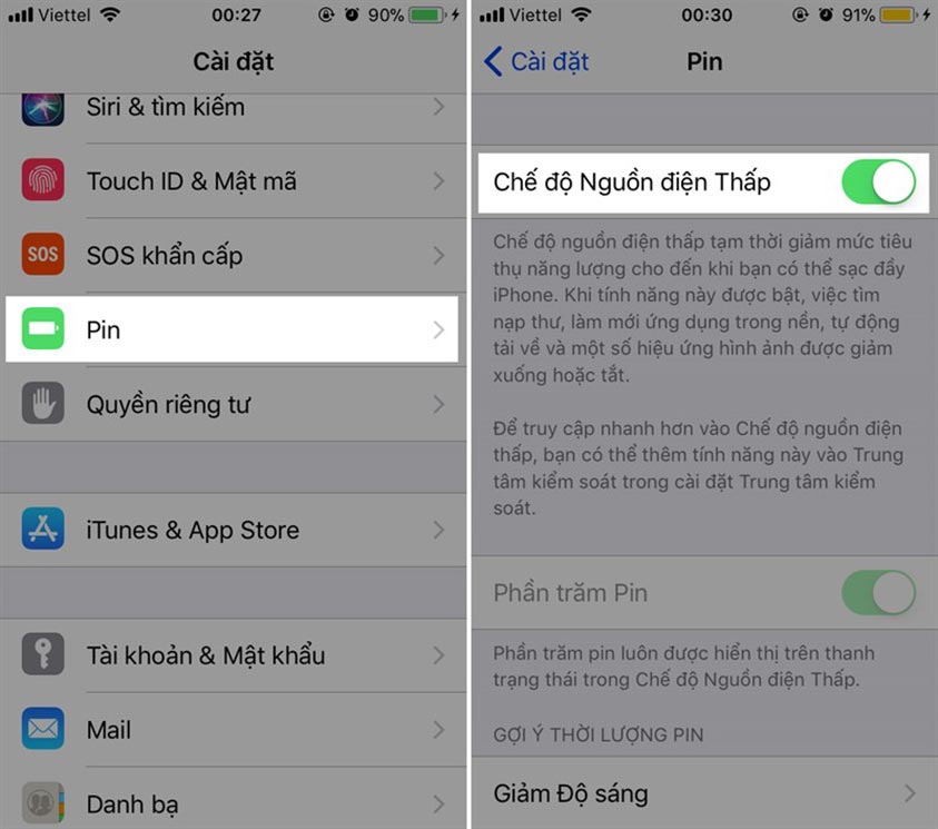 Kích hoạt Nguồn điện thấp Cách khắc phục lỗi tụt pin nhanh trên ios 11 - 9