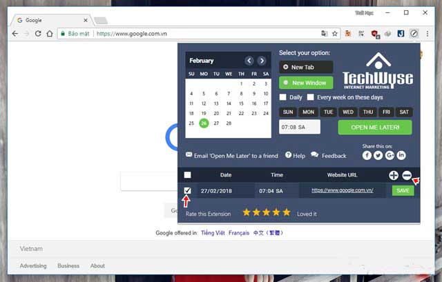 Cách hẹn giờ mở trang web tự động 