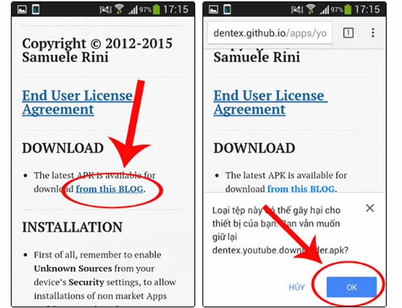 Truy cập địa chỉ tiến hành tải ứng dụng