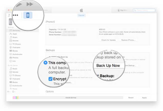 Tạo bản sao lưu iPhone cũ