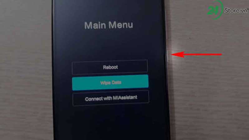 Nhấn phím Giảm âm lượng và sau đó nhấn phím nguồn