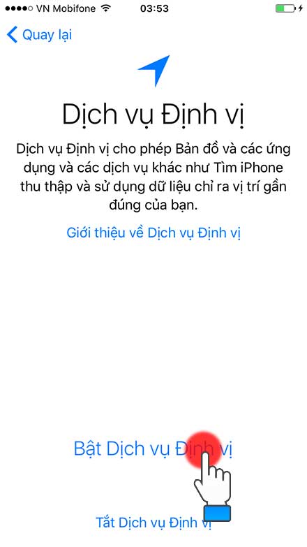 Bật tắt Dịch vụ định vị 