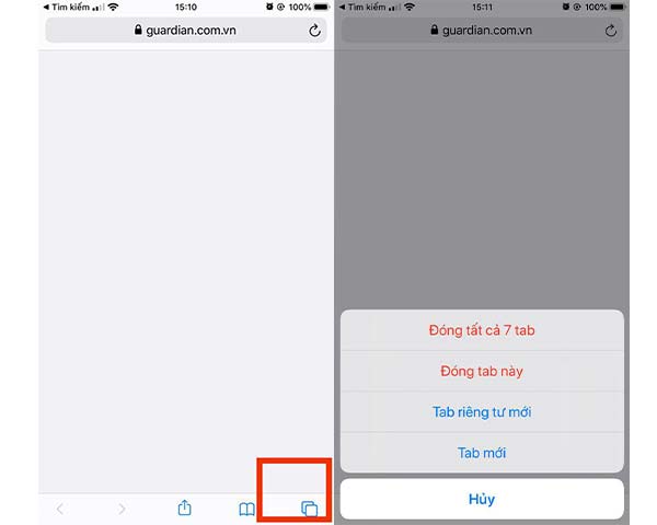  Hướng dẫn tắt thủ công tất cả các tabs trên Safari trong một bước