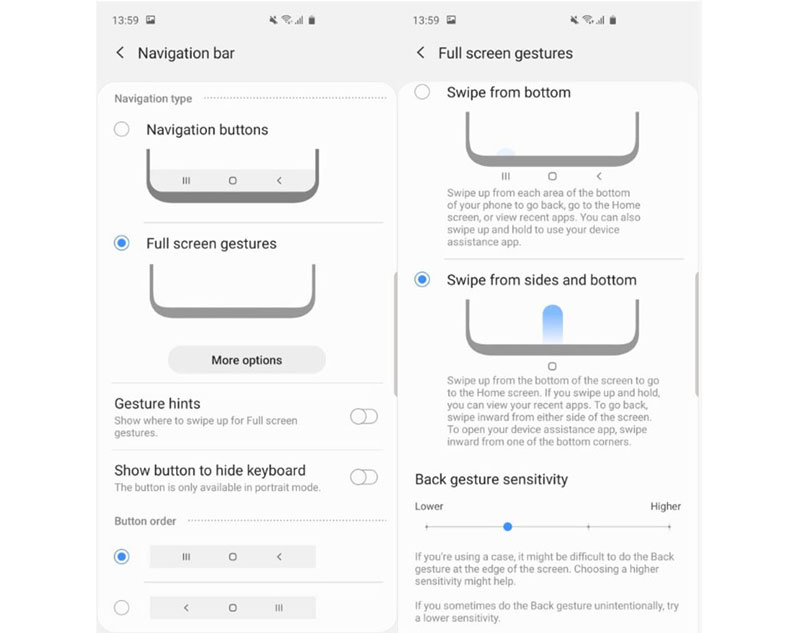 Cử chỉ điều hướng mới trên One UI 2.0