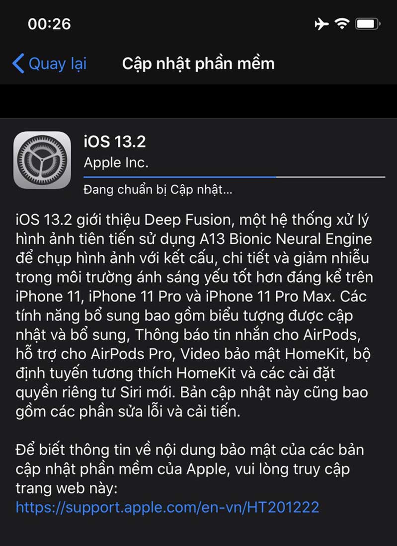 cập nhật ios 13.2