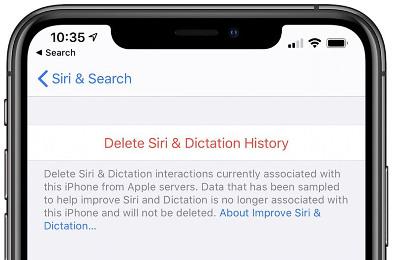 xóa lịch sử ghi âm của siri