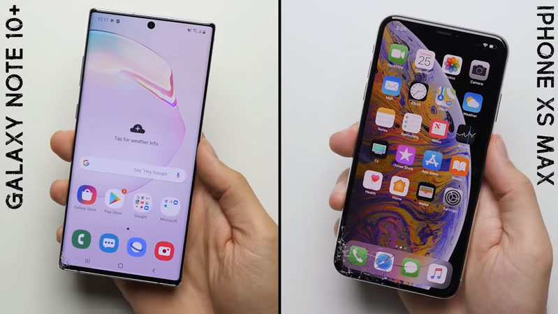 test độ bền iphone xs max với note 10+ hình 4