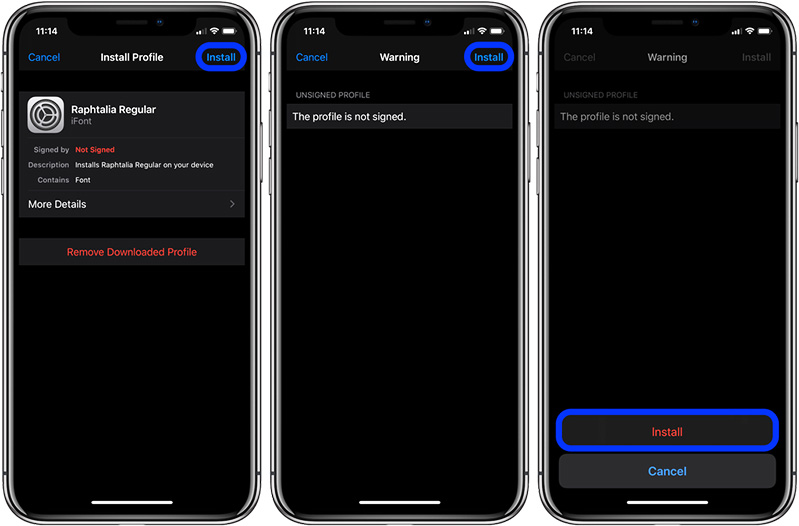 Cài đặt kiểu chữ iPhone thông qua Profile