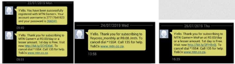 Tin nhắn văn bản xác minh đăng ký trái phép được gửi từ điện thoại của nạn nhân