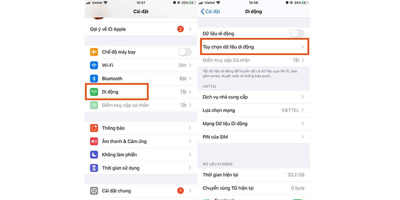 Kích hoạt chế độ dữ liệu thấp