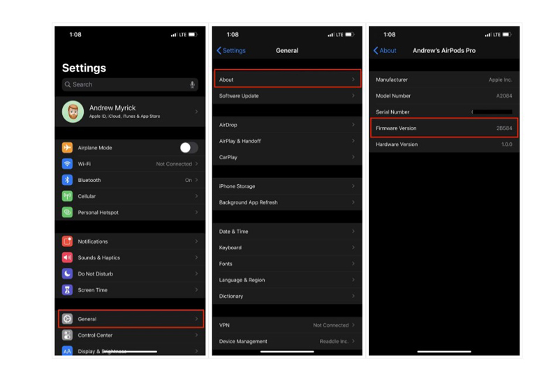 cập nhật phần mềm mới nhất cho airpods