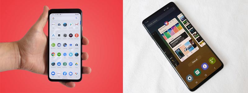 giao diện trên pixel 4 và s10